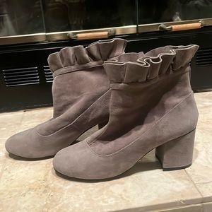 Gray suede booties